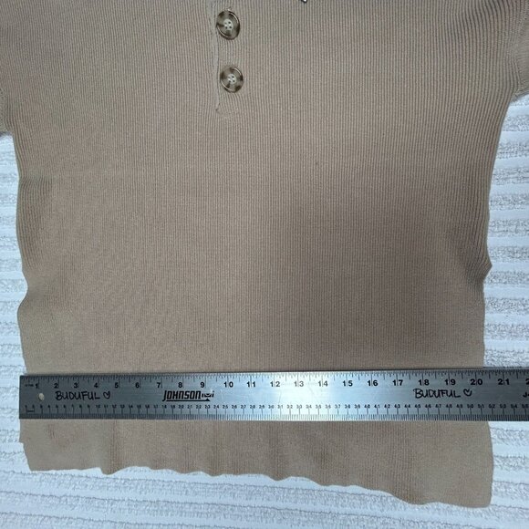 All Fenix Women's Pullover Sweater Top Small Long Sleeve Ribbed Knit Beige New - Picture 7 of 8